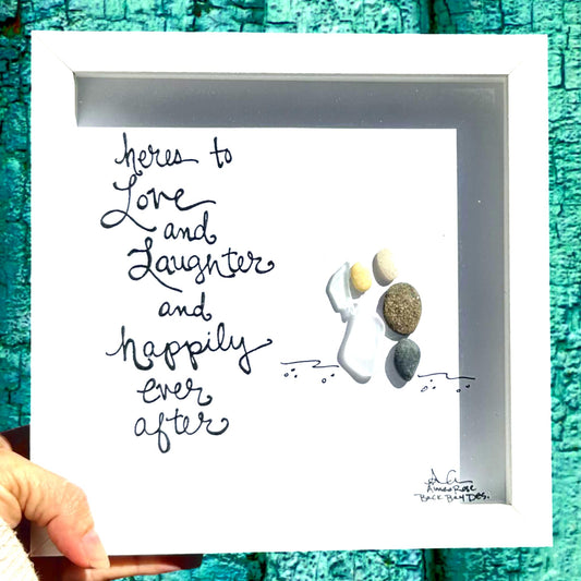 Wedding Laughter Happily Ever After (Custom Optional) - Sea Glass Art, 8x8 framed