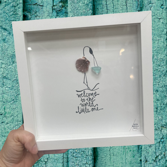 Welcome to the world little one sea glass art baby shower 