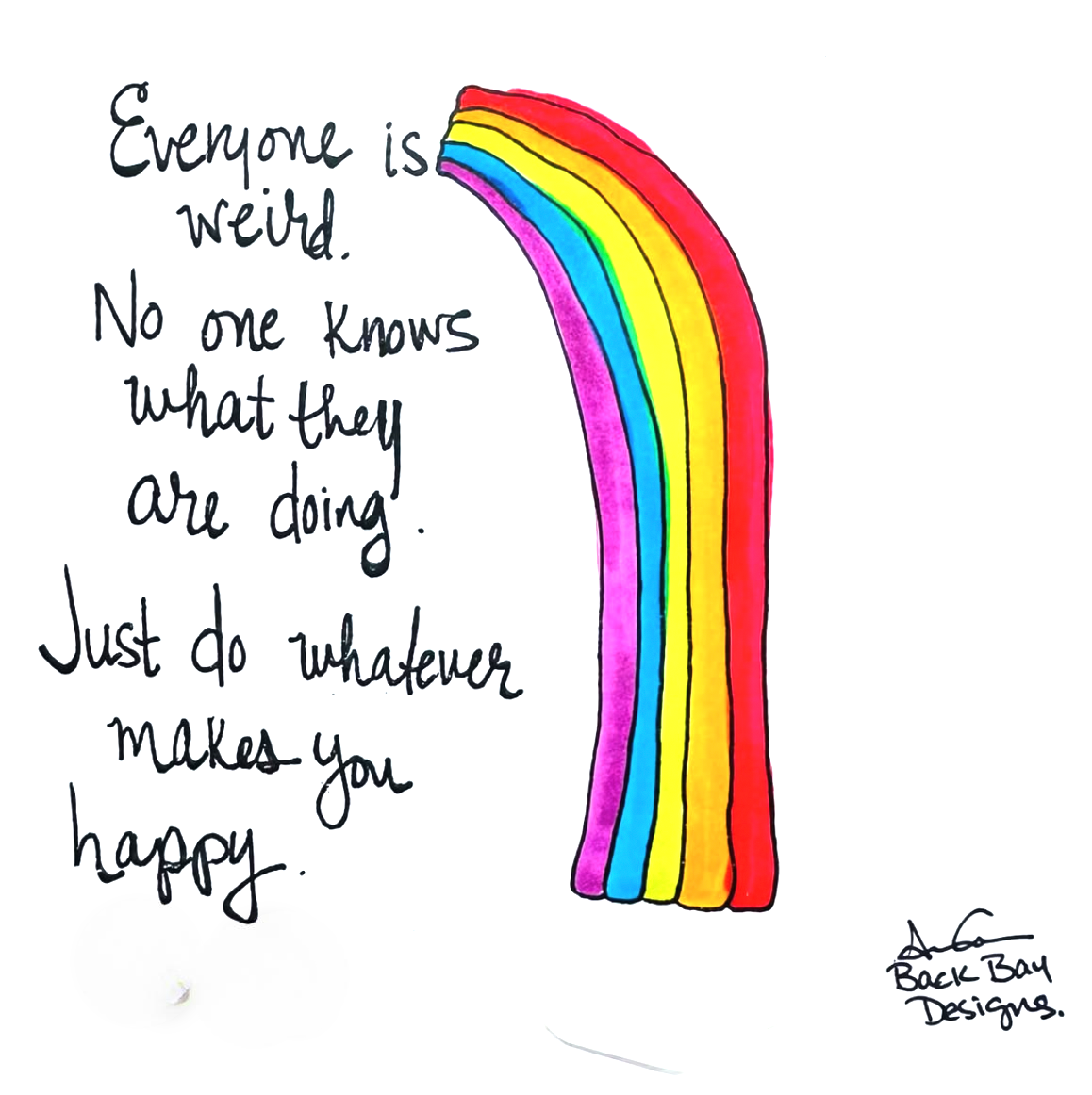 Whatever Makes You Happy Rainbow- Sea Glass Art, Uplifting Reminder, 8x8 framed