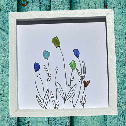 Wildflowers Six Sea glass art 