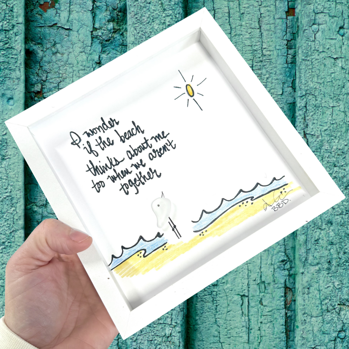 Wonder Beach MINI 6in sea glass art 