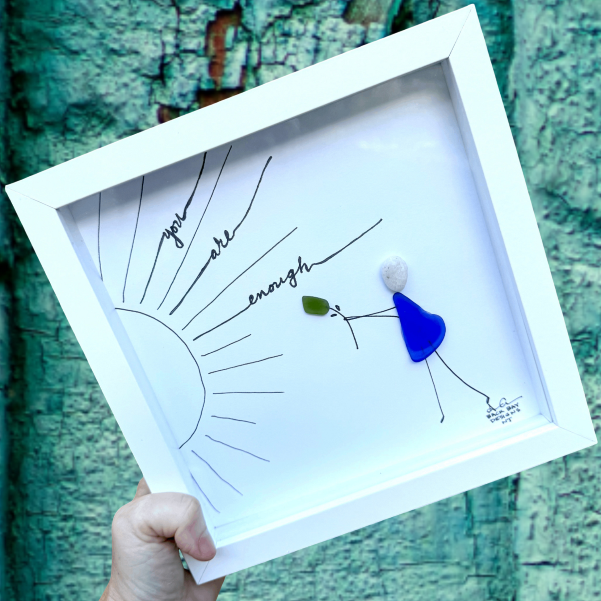 You are Enough 8 inch Sea Glass Art 