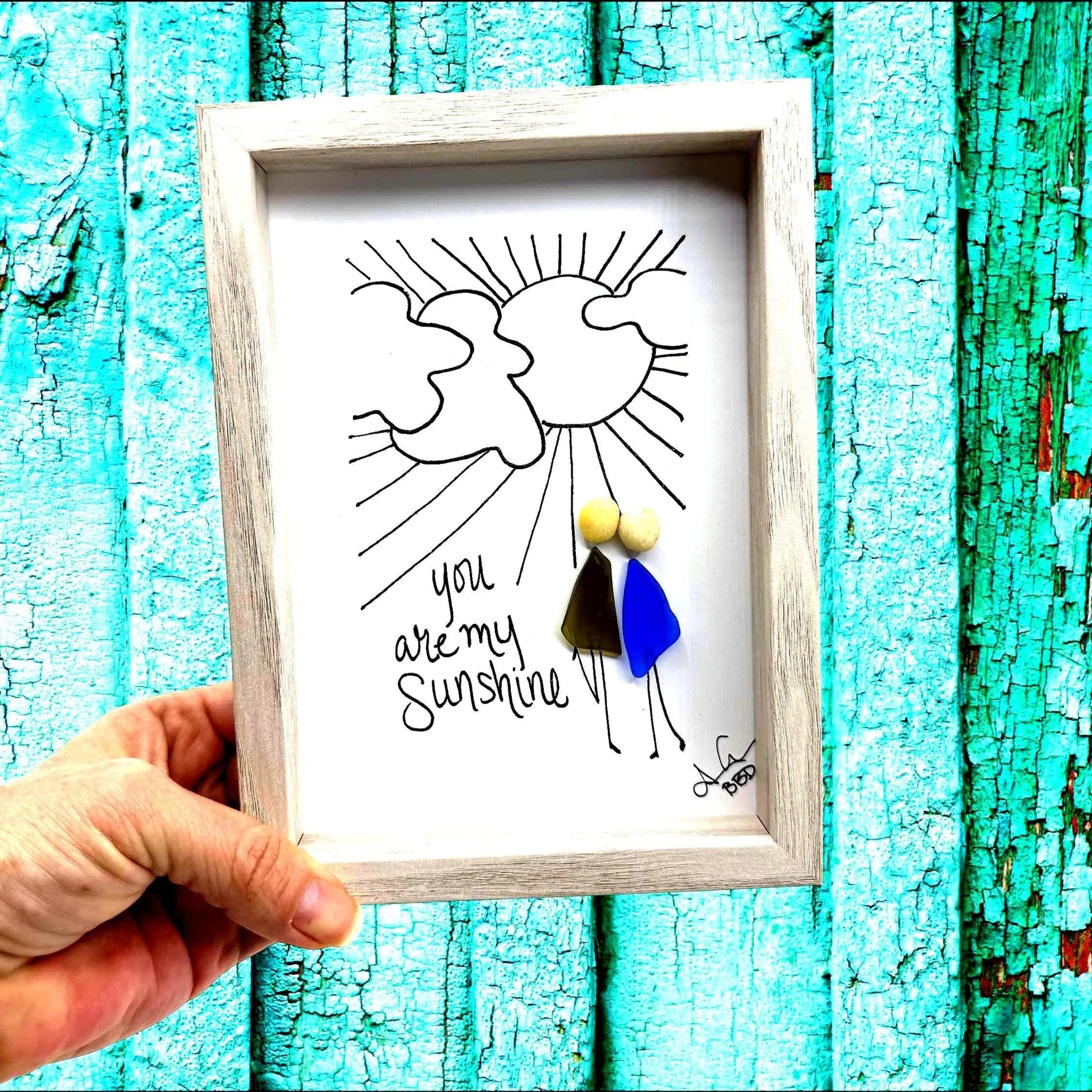 You are My Sunshine 5x7 whitewash bright square handheld