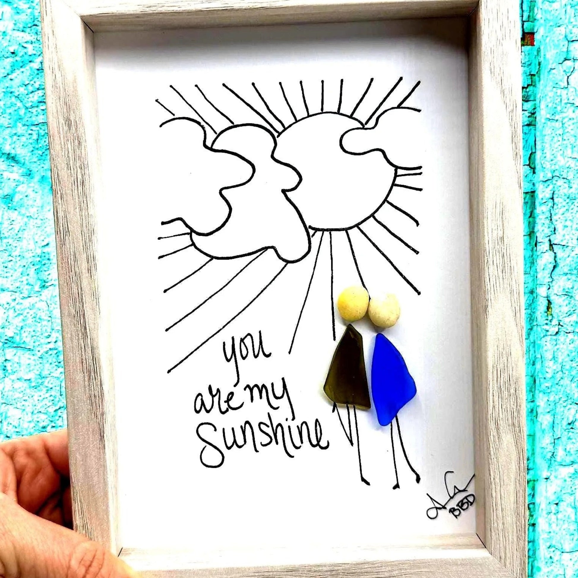 You are My Sunshine 5x7 whitewash bright square zoom in