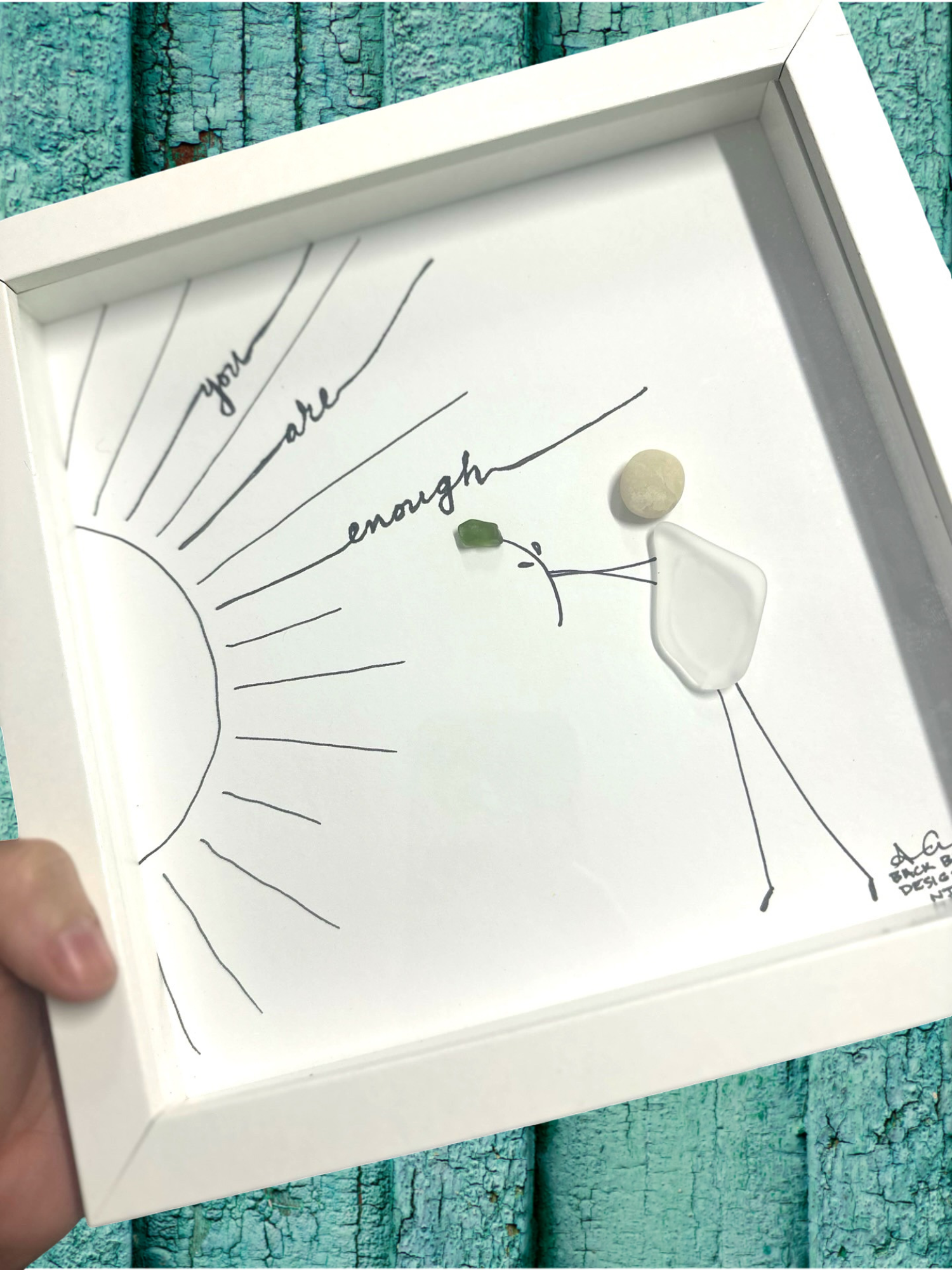 You are enough 8 inch sea glass artwork 