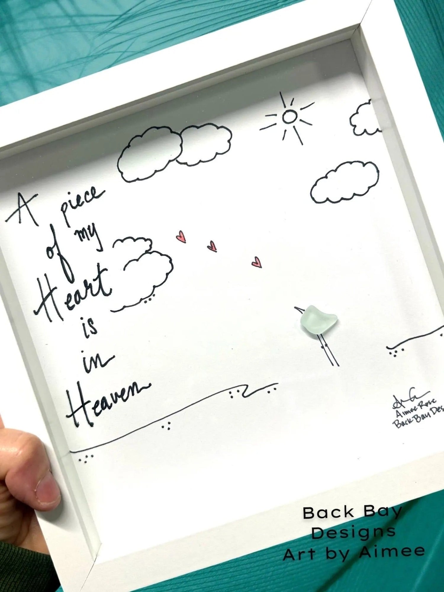 a piece of my heart is in heaven 8 inch sea glass art by BBD