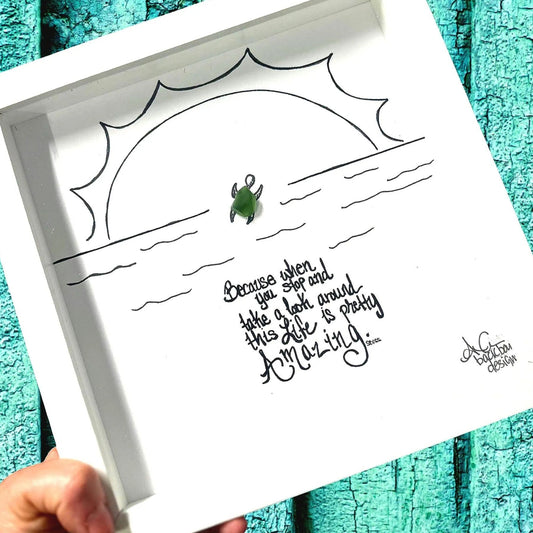 amazing turtle 8in_sea glass art bright close