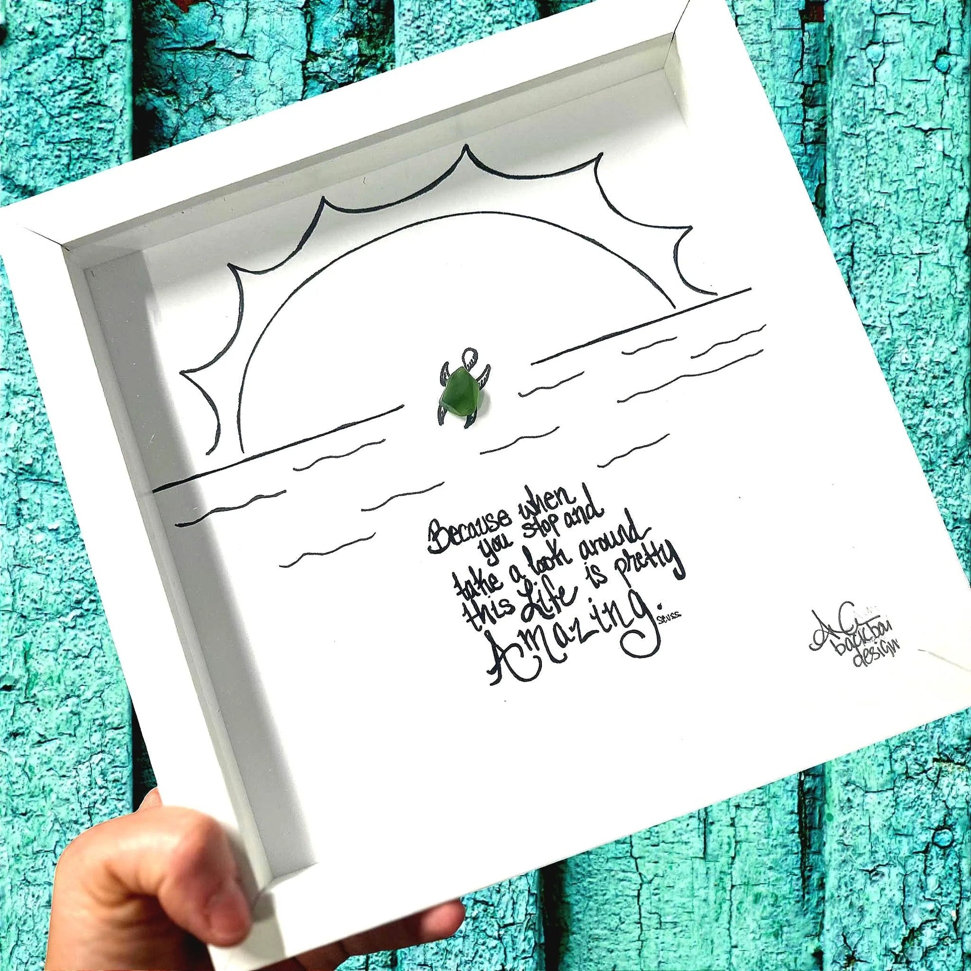 amazingturtle8in sea glass art bright
