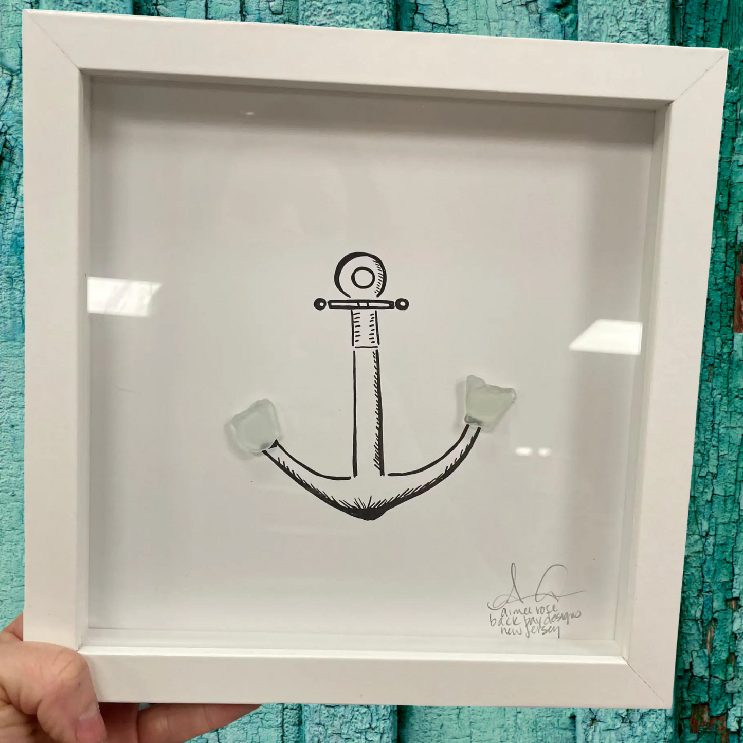 anchor sea glass art 8 inch