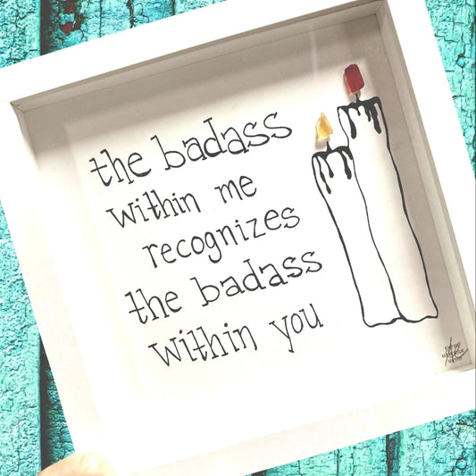 badass 8in sea glass art bright close
