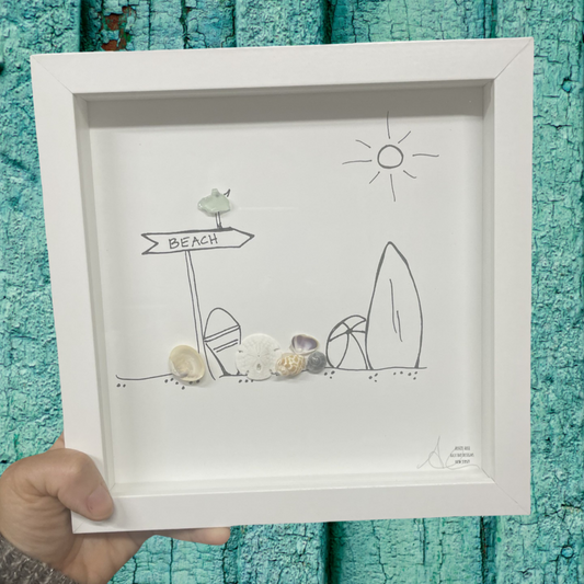 beach sign sea glass art 
