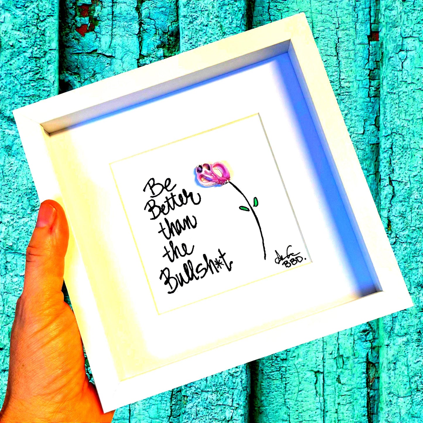 better than bs 6in mini bright sea glass shell art