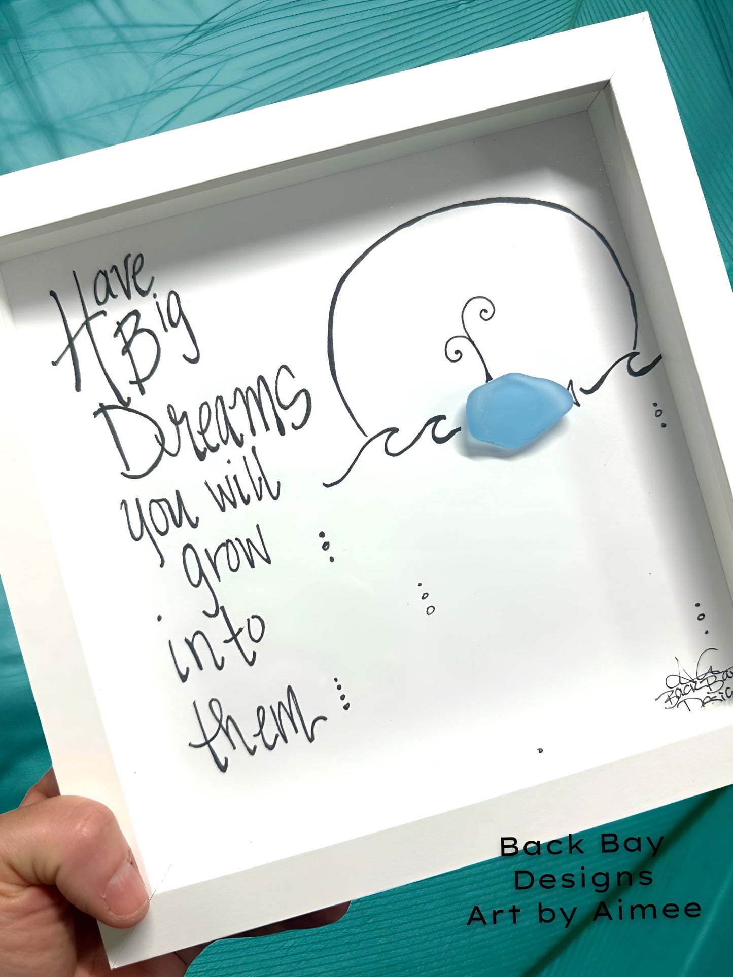 big dreams whale 8in sea glass art 