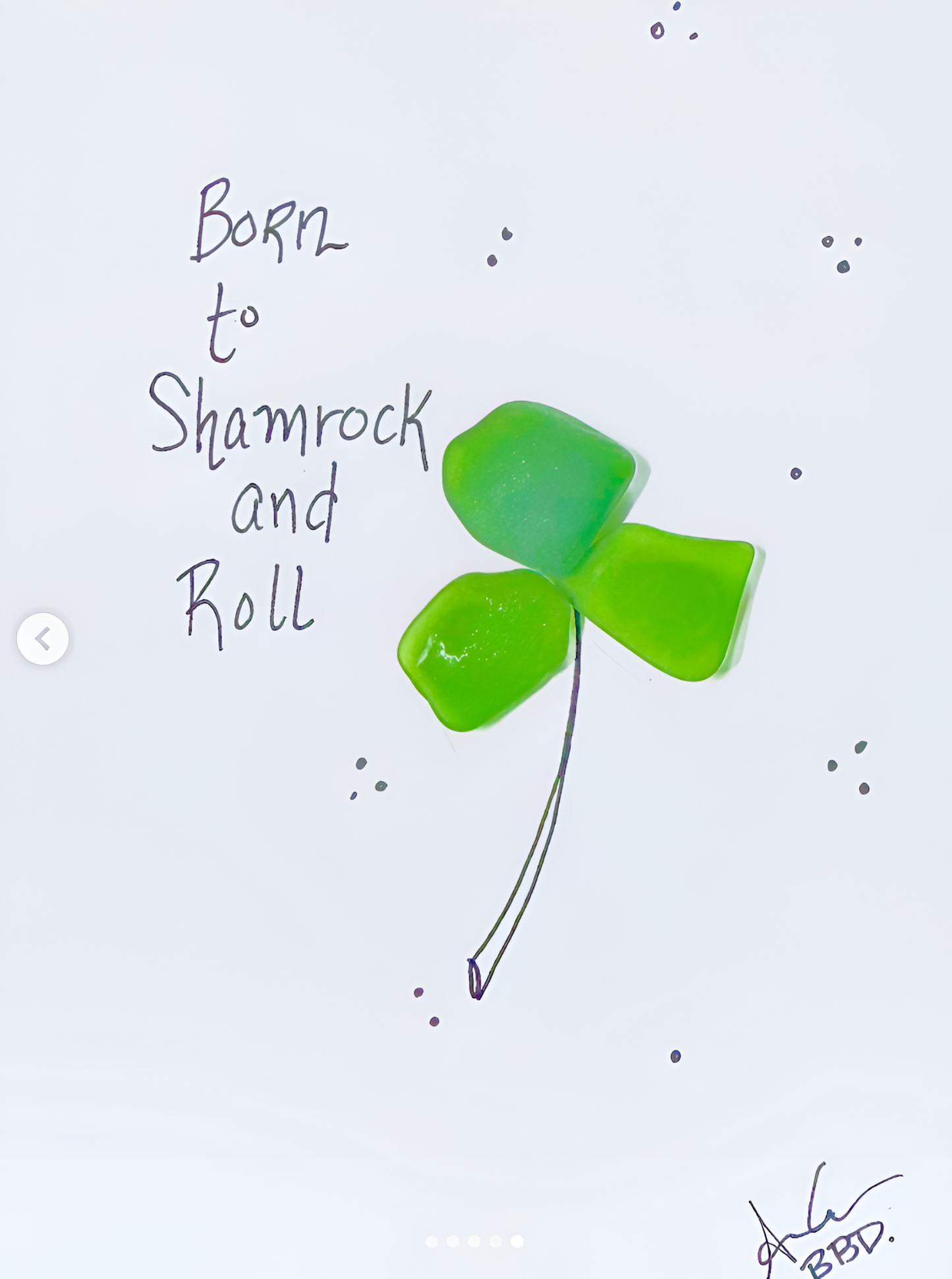 born to shamrock and roll upscale 5x7 sea glass art 