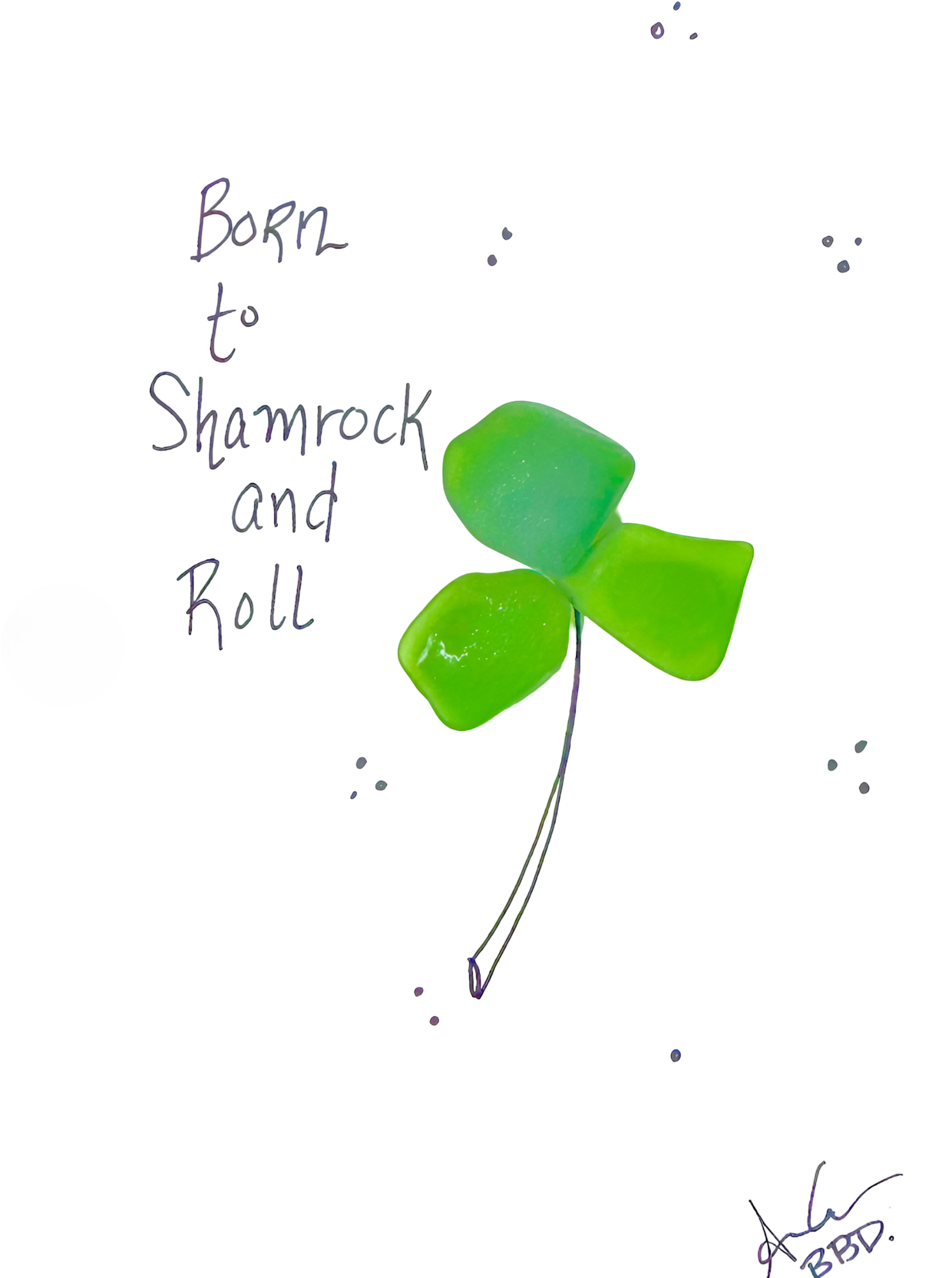 born_to_shamrock_and_roll_upscale_5x7_sea_glass_art_1