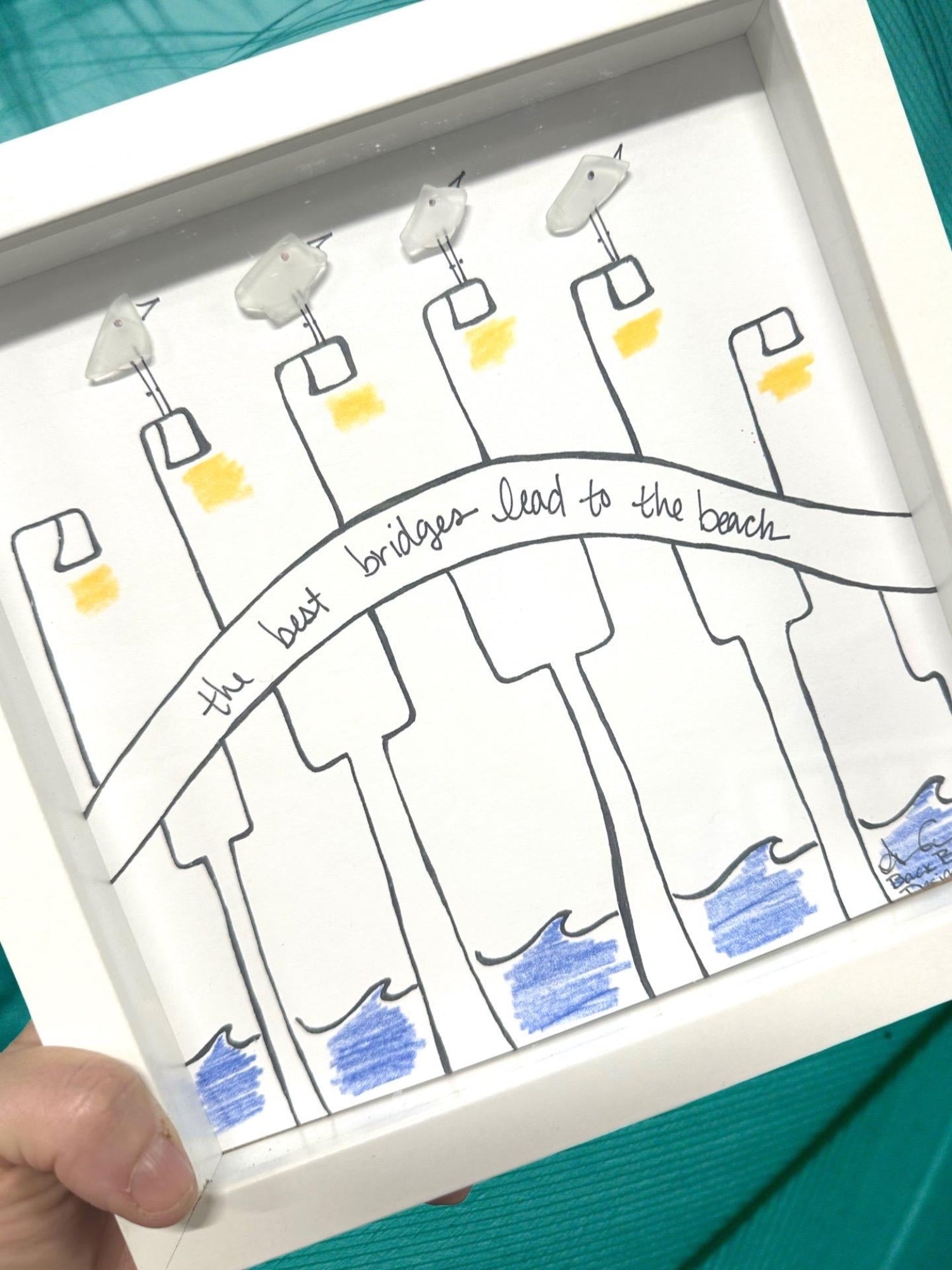 bridge to the beach 8in sea glass art 2