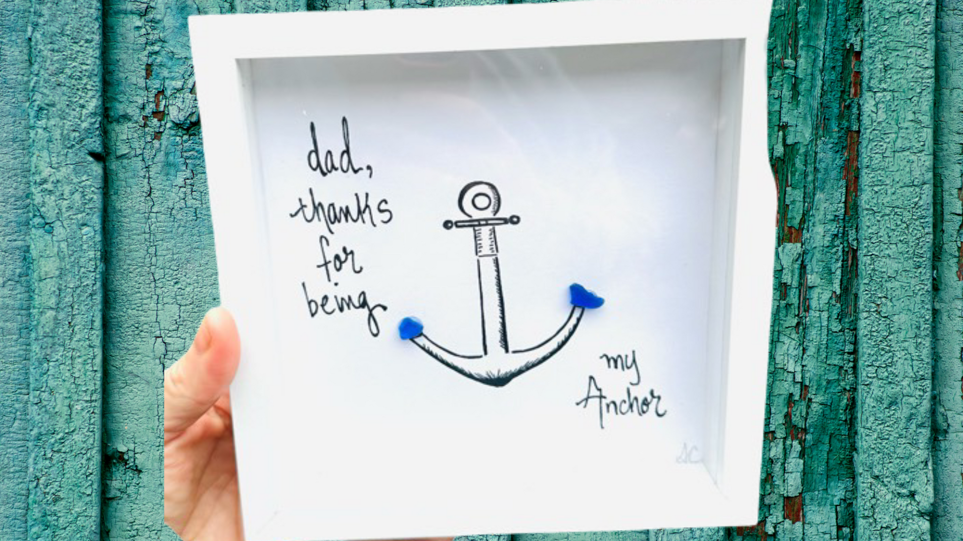 dad anchor 6in mini sea glass art wide 