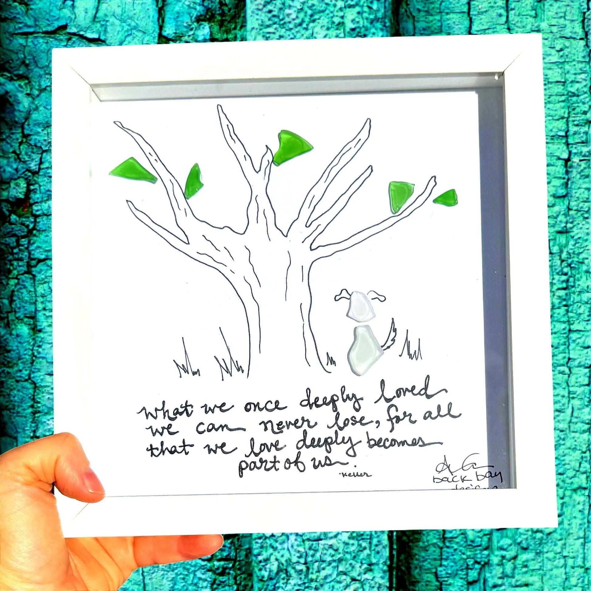 deeply loved tree brighter 8in sea glass art 