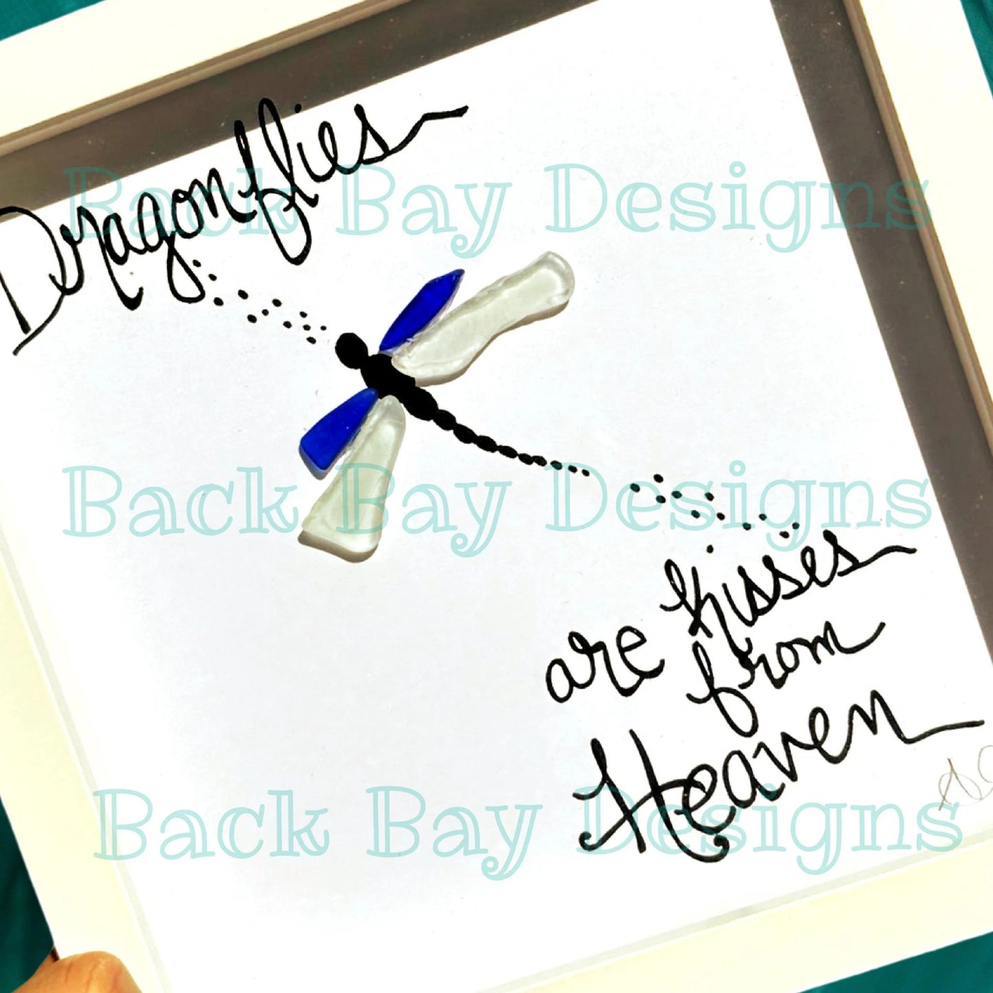 dragonfly heaven 8 in sea glass art watermark
