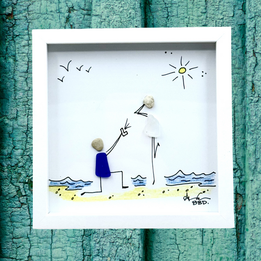 Engagement Proposal MINI - Sea Glass Art - 6x6 Framed
