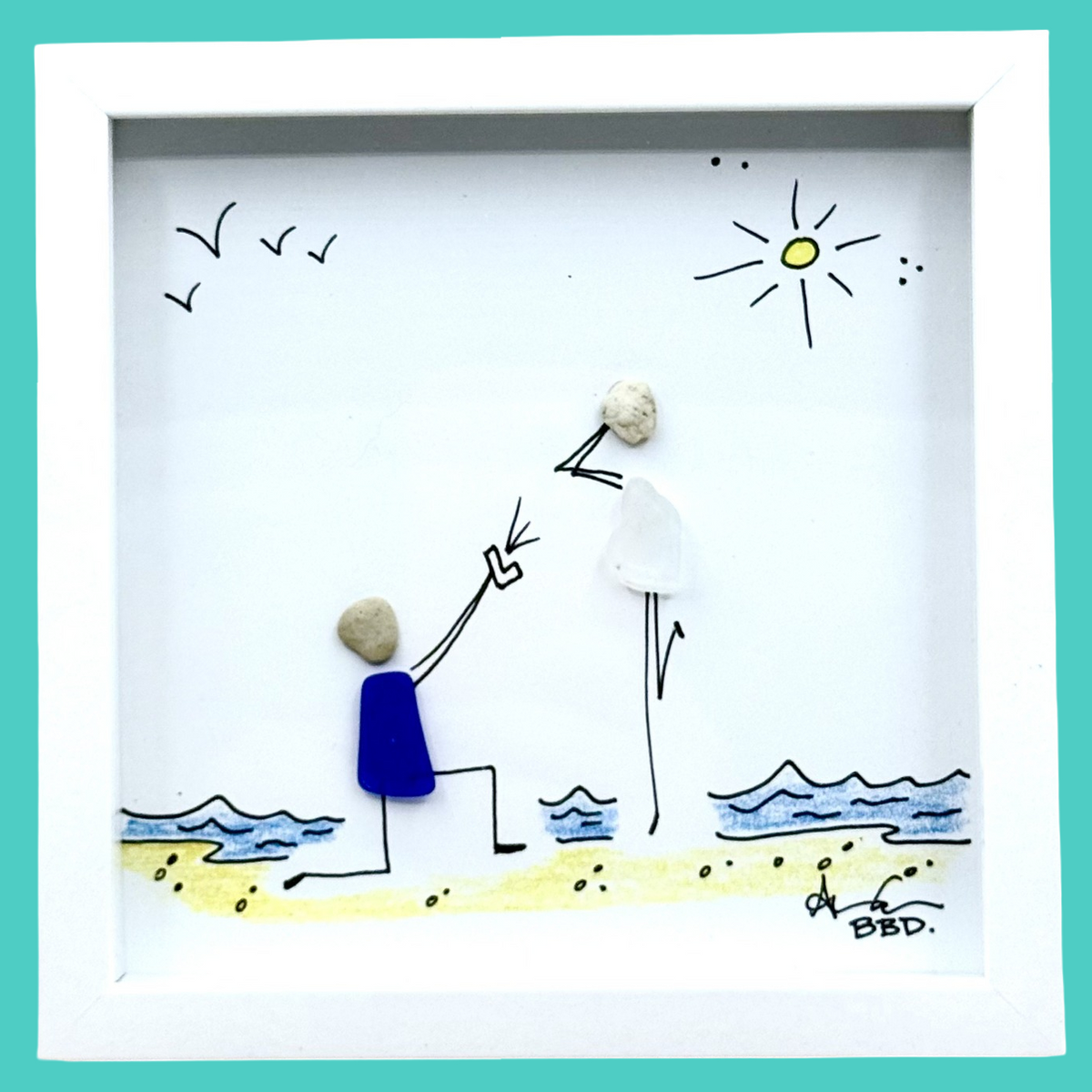 Engagement Proposal MINI - Sea Glass Art - 6x6 Framed