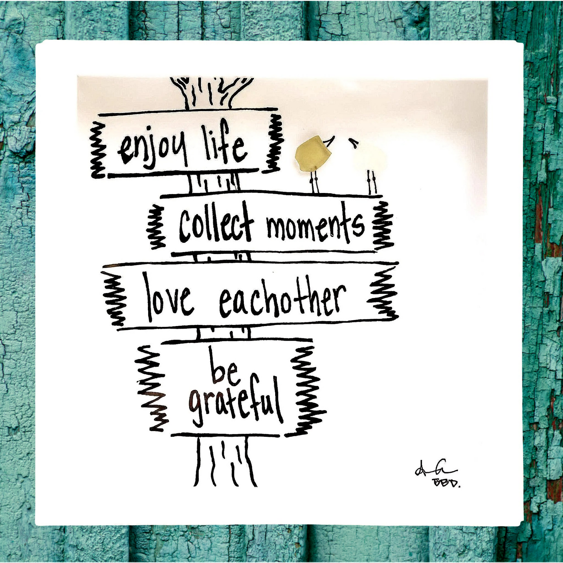enjoy life 6 in MINI sea glass art bright