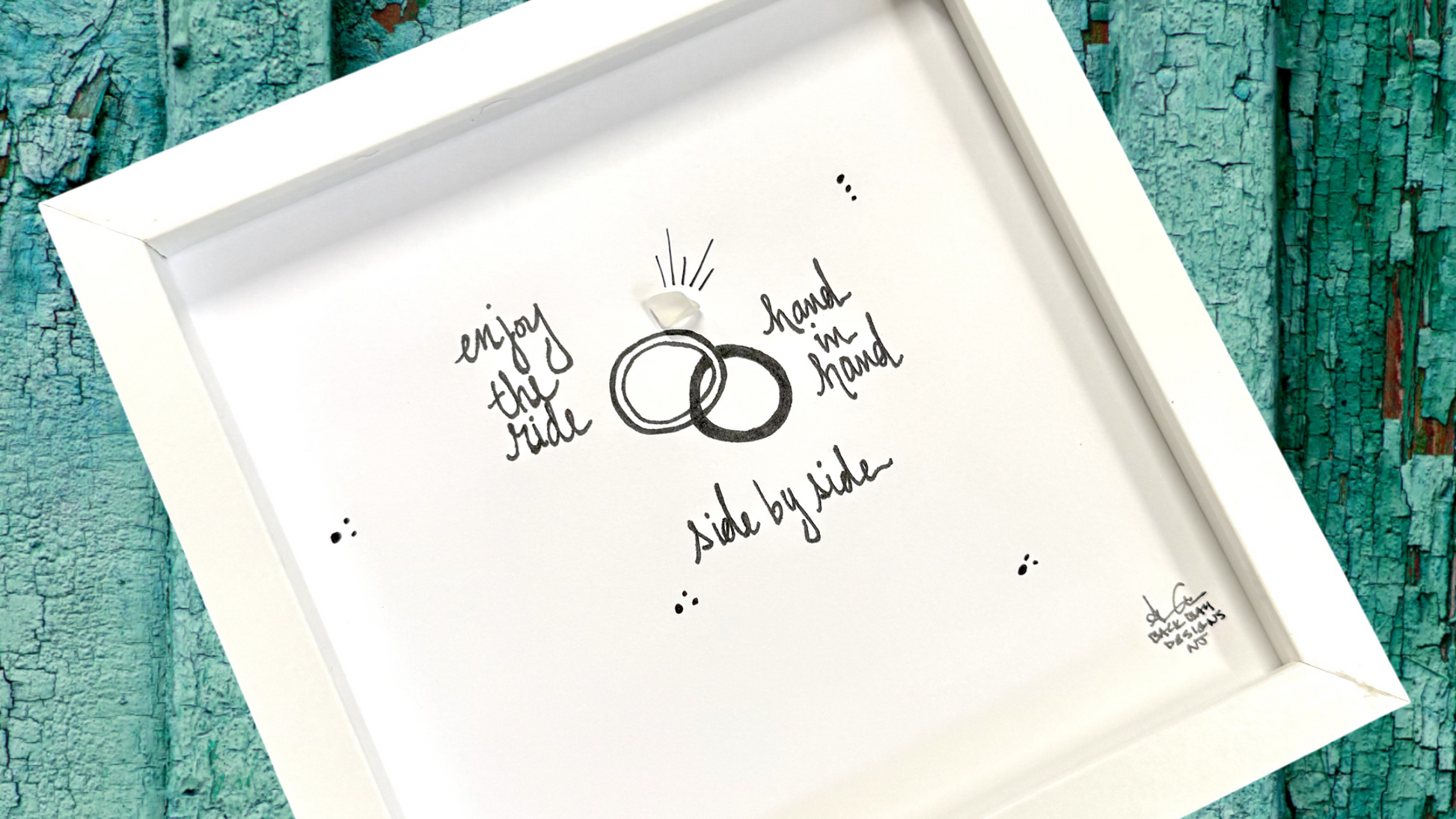 enjoy the ride wedding rings 8inch sea glass art wide 