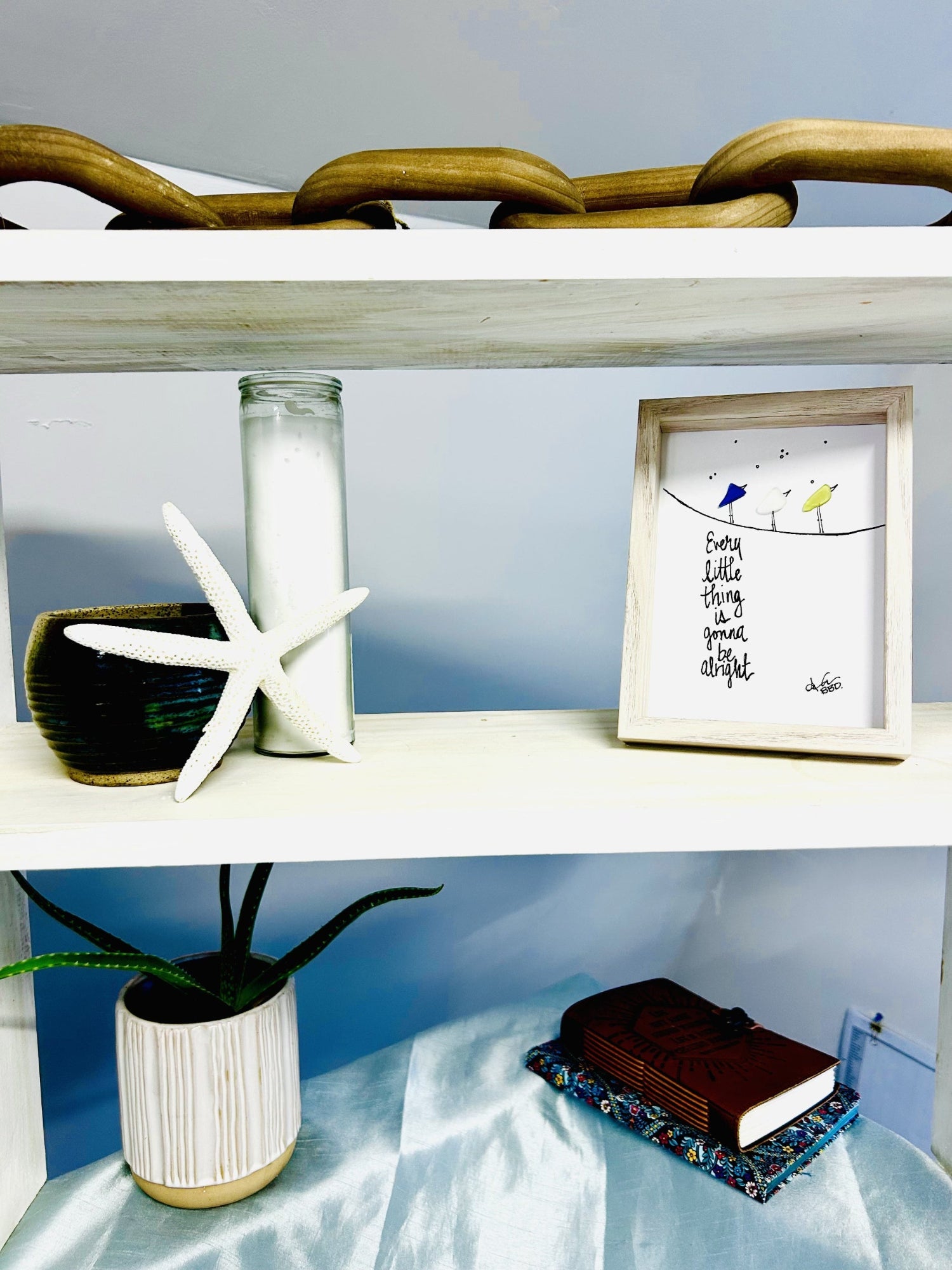 every little thing SLIM 5x7 whitewash on 3 tier shelf 