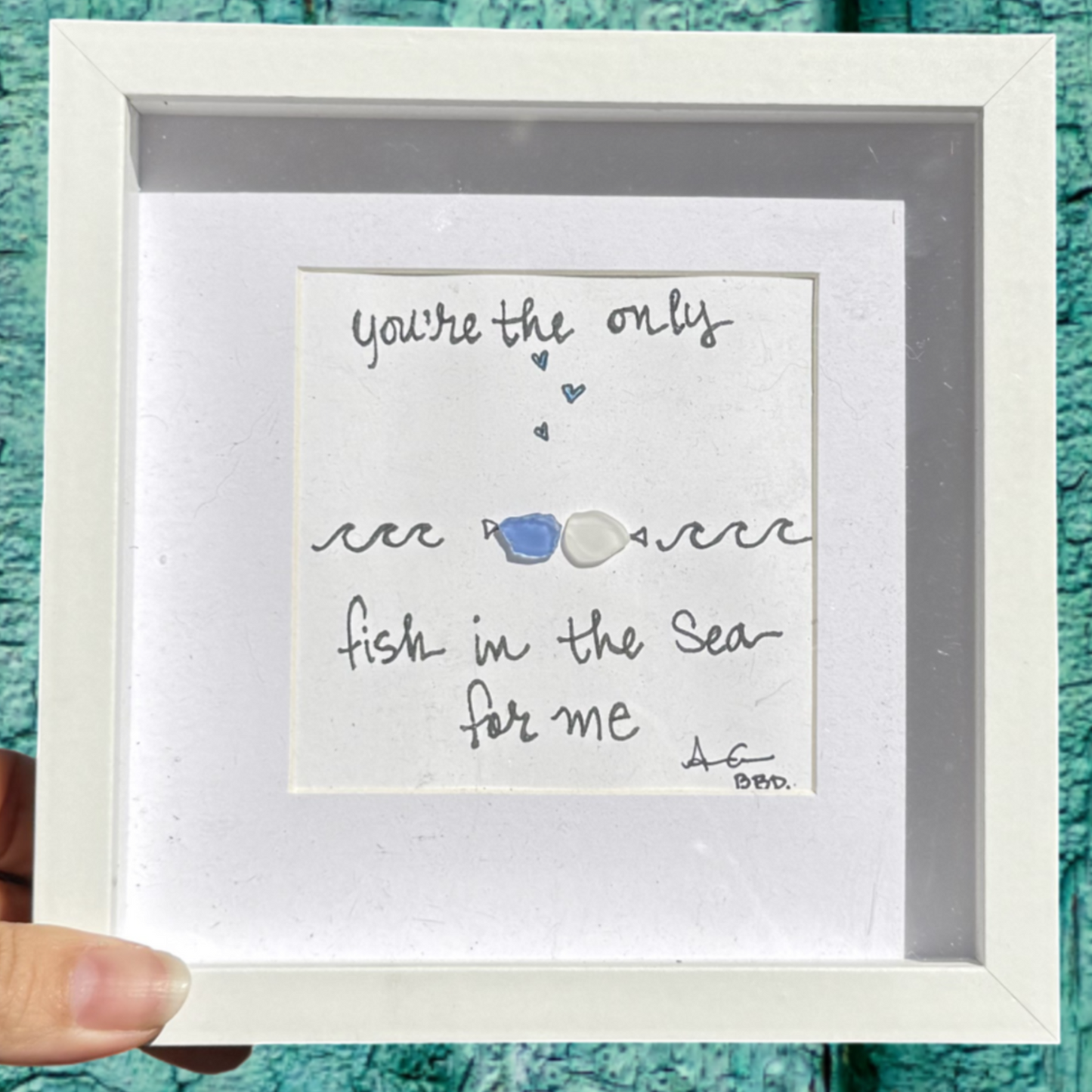 fish in the sea 6in MINI bright close sea glass art
