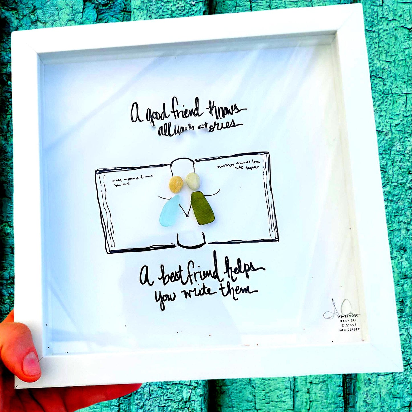 good friend stories 8in bright close sea glass art 