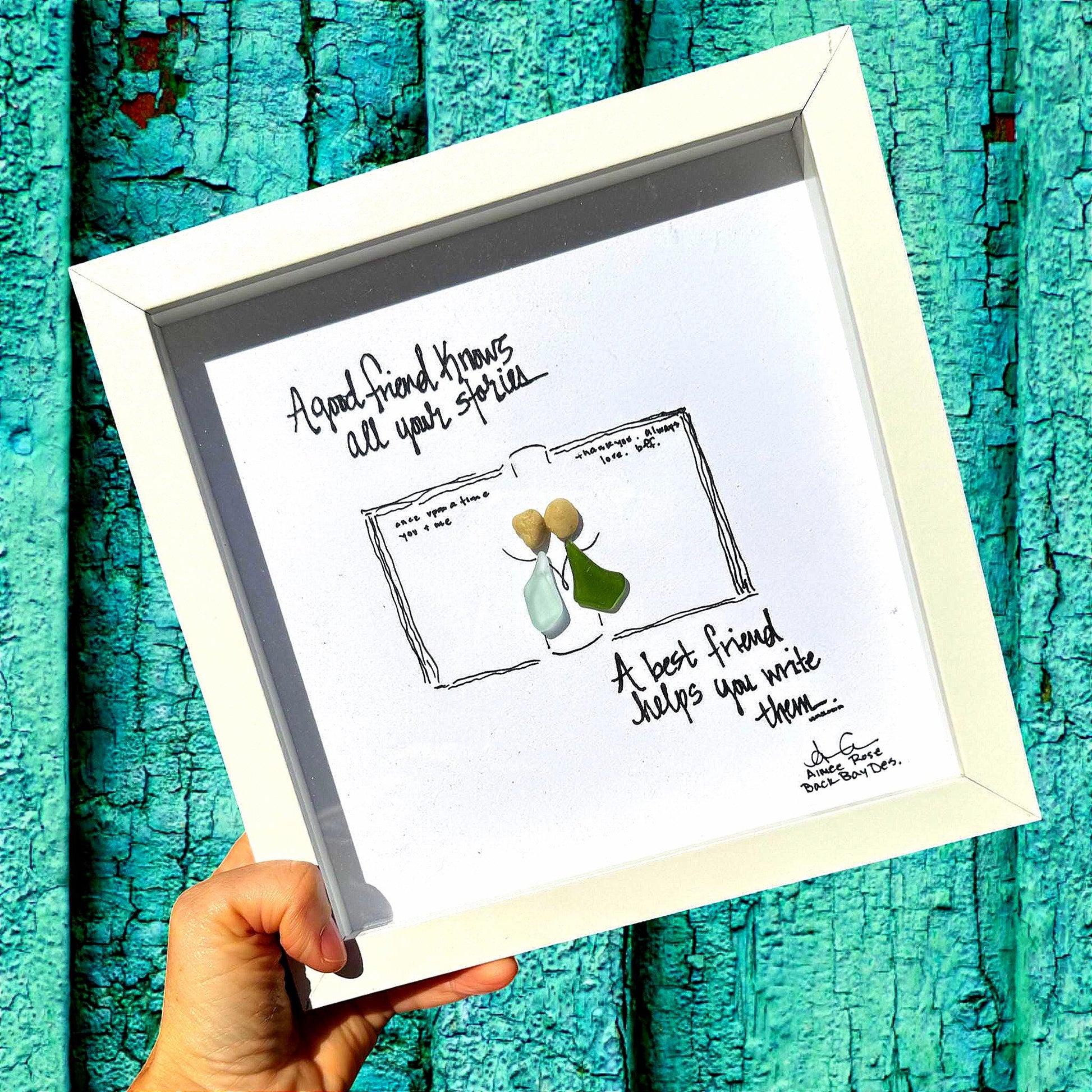 good friend stories 8in sea glass art bright