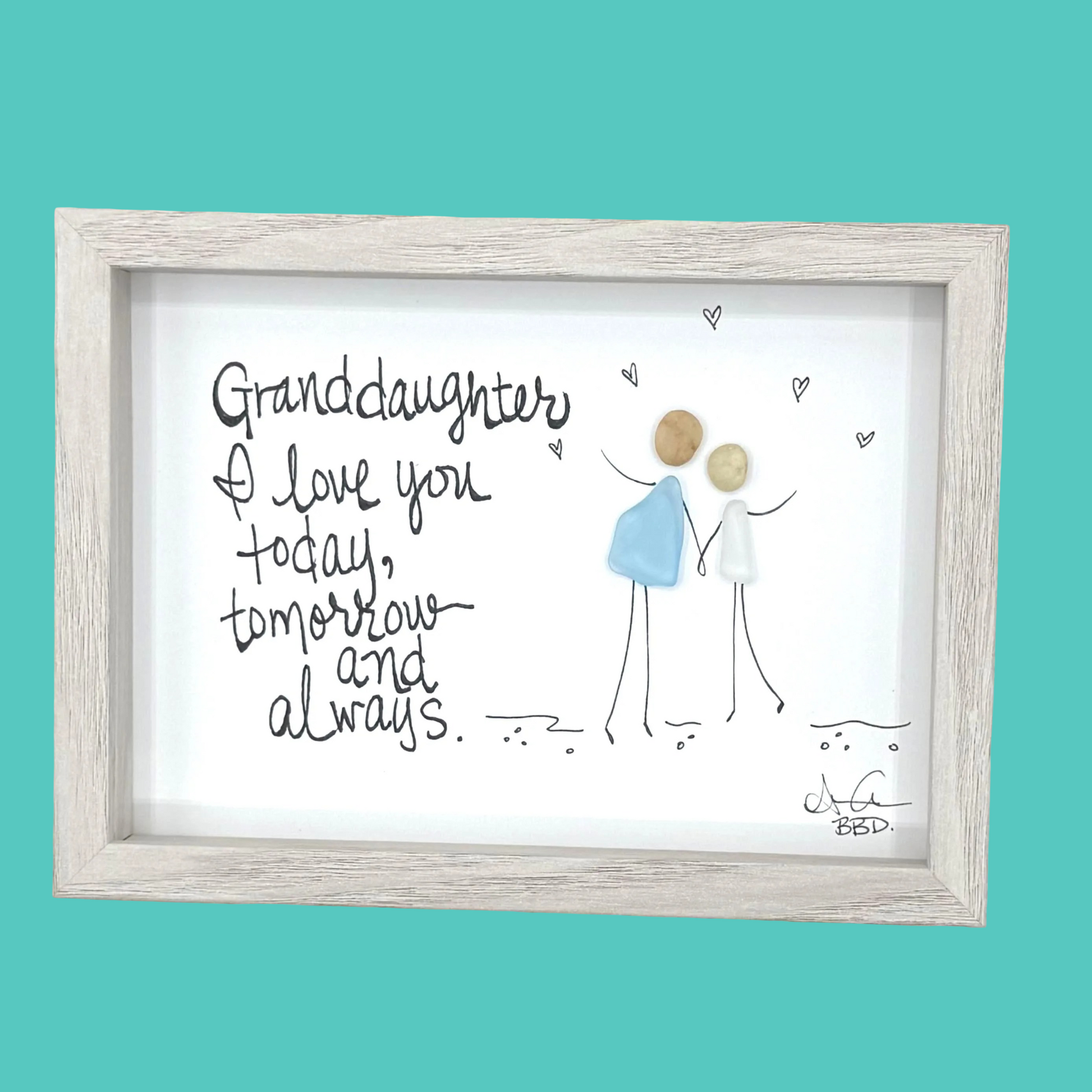 granddaughter_love_5x7 white wash on teal 