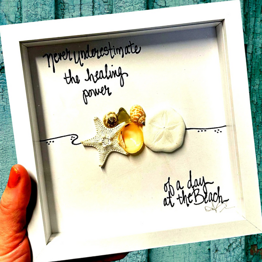 healing beach 6in mini sea glass and shell art brighter close 