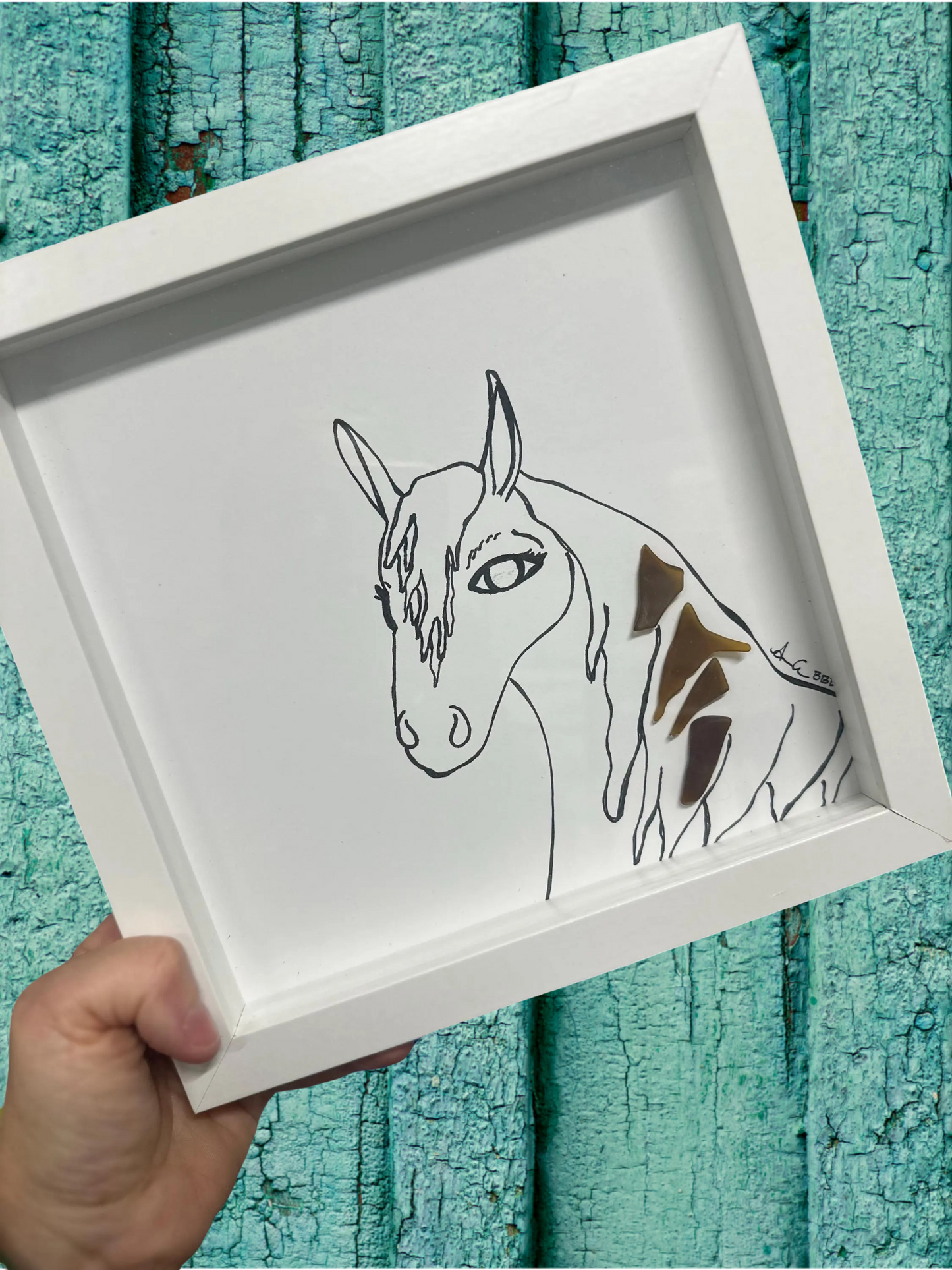 horse 8 in sea glass art 2