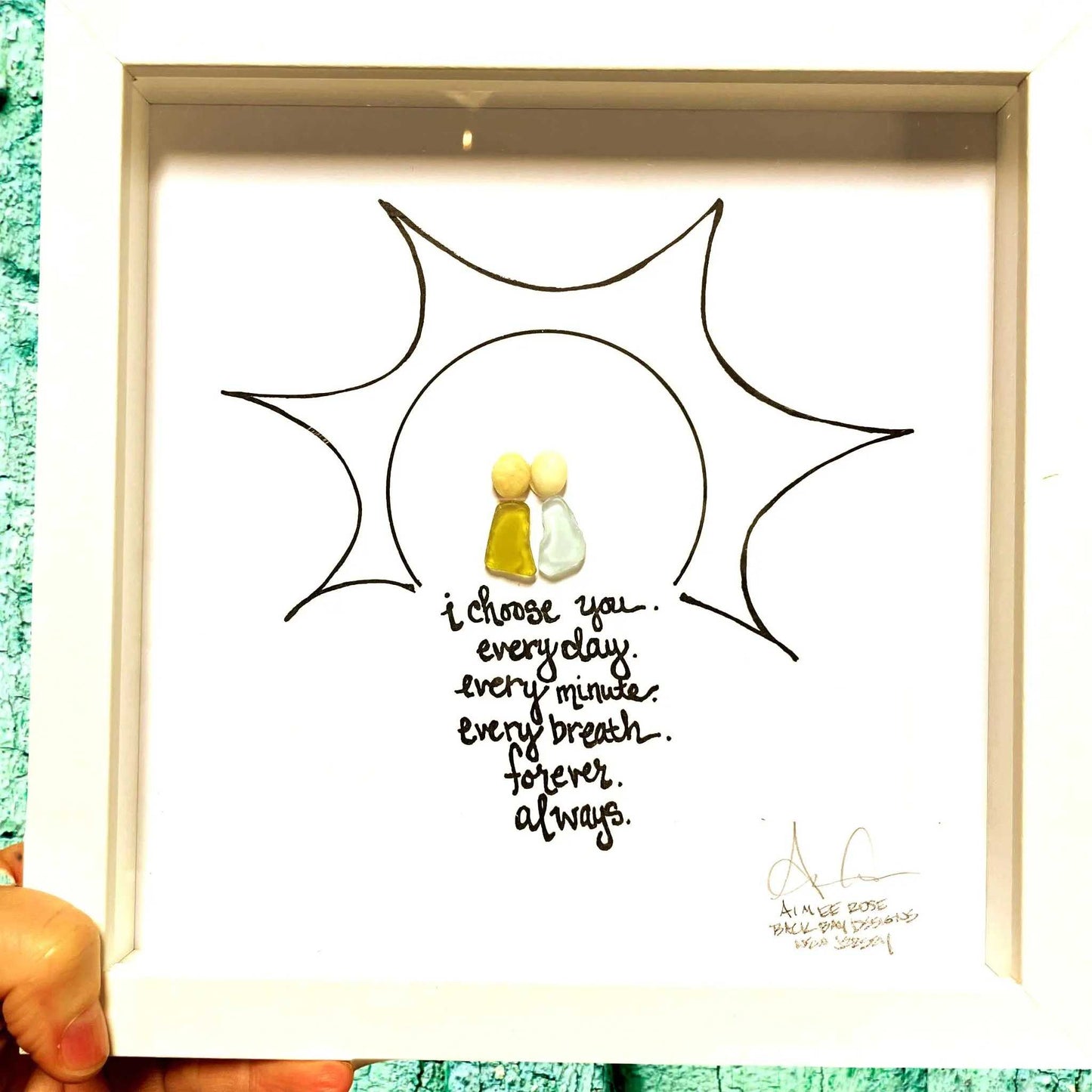 i choose you sun sea glass art 8in frame
