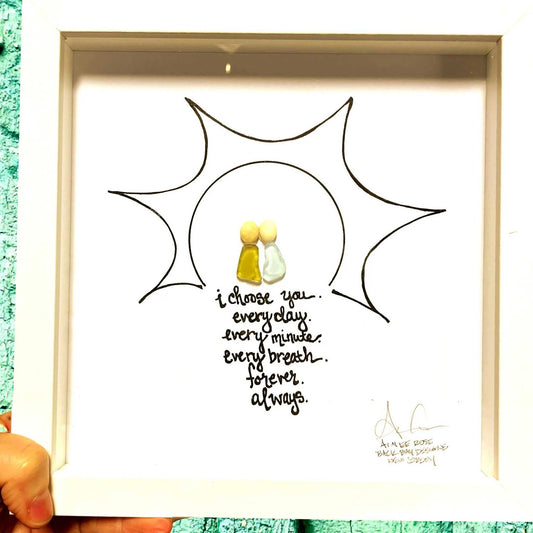 i choose you sun sea glass art 8in frame