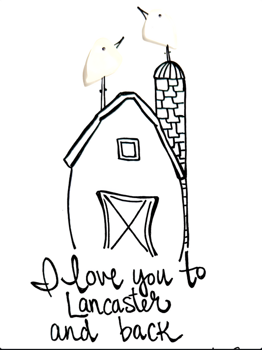 I Love You To Lancaster and Back - SLIM Sea Glass Art,  5x7 Whitewash Frame