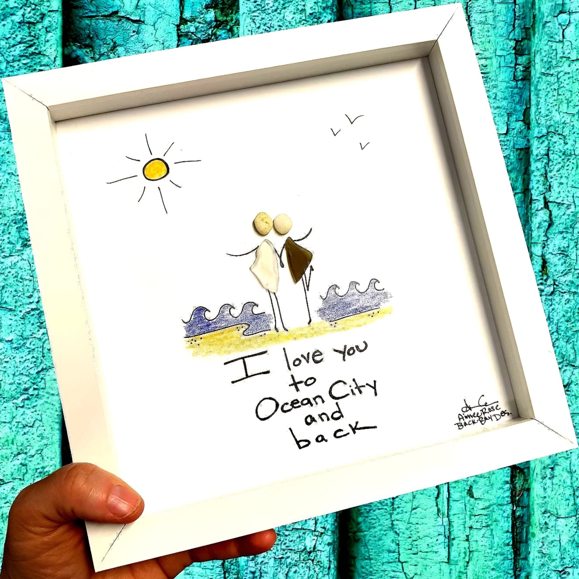 i love you to ocean city and back 8in sea glass art brighter close up 