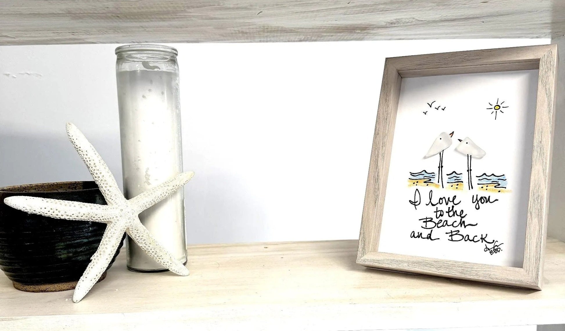 i love you to the beach and back5x7 whitewash bright one tier shelf