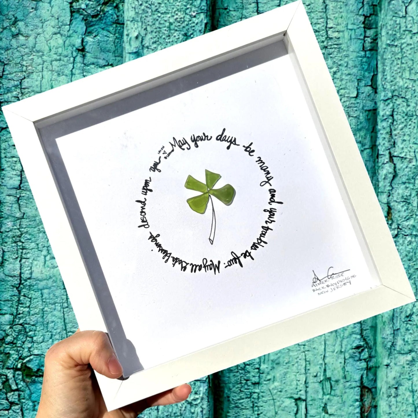irish blessing 8 in sea glass art 
