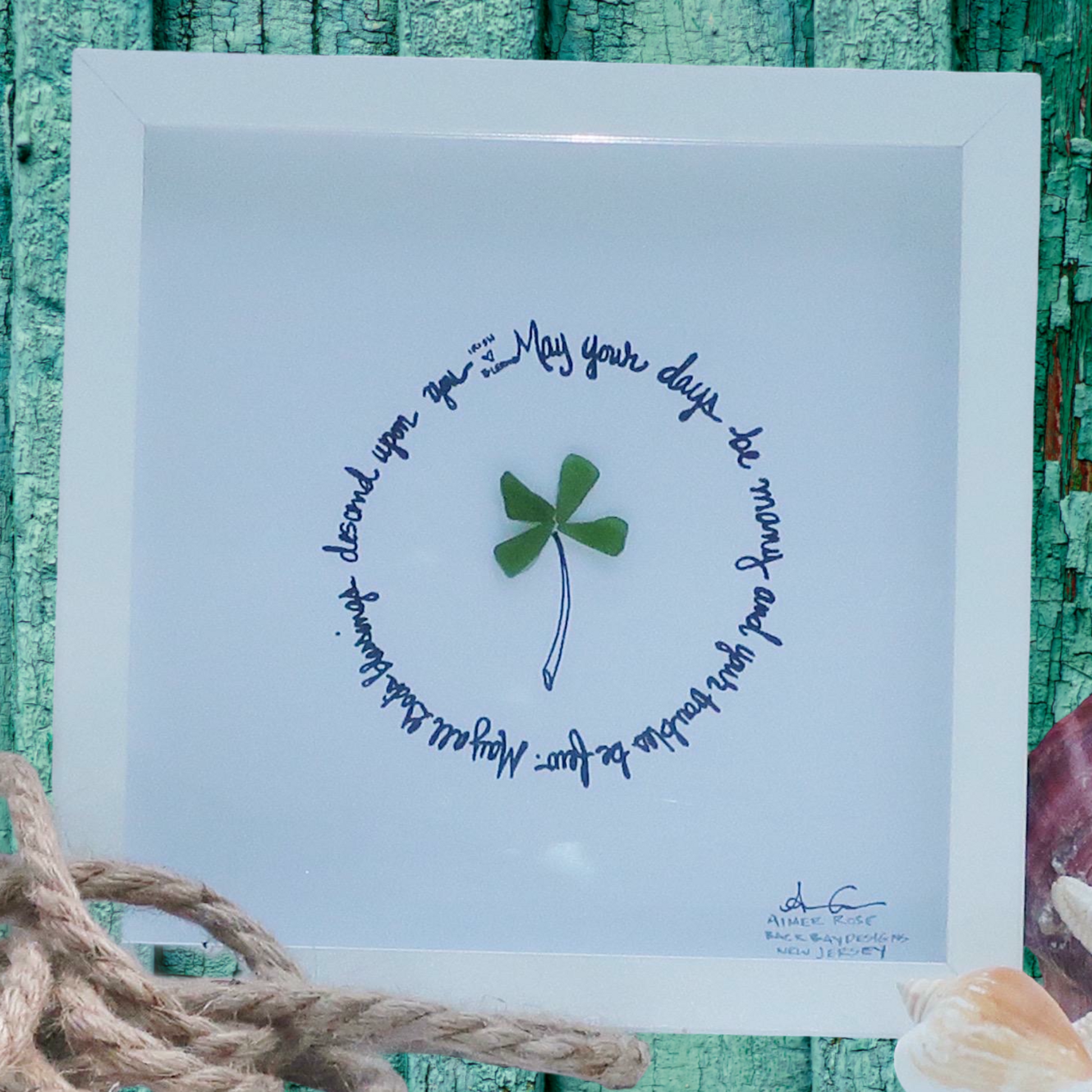 irish blessing rope 8inch sea glass art by BBD