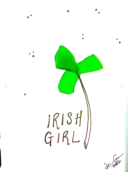 irish girl bright 5x7 sea glass art 
