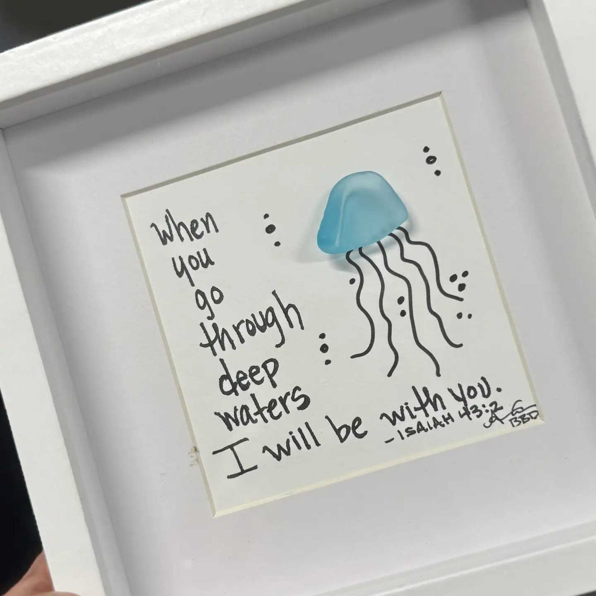 jellyfish deep waters mini sea glass art 6in