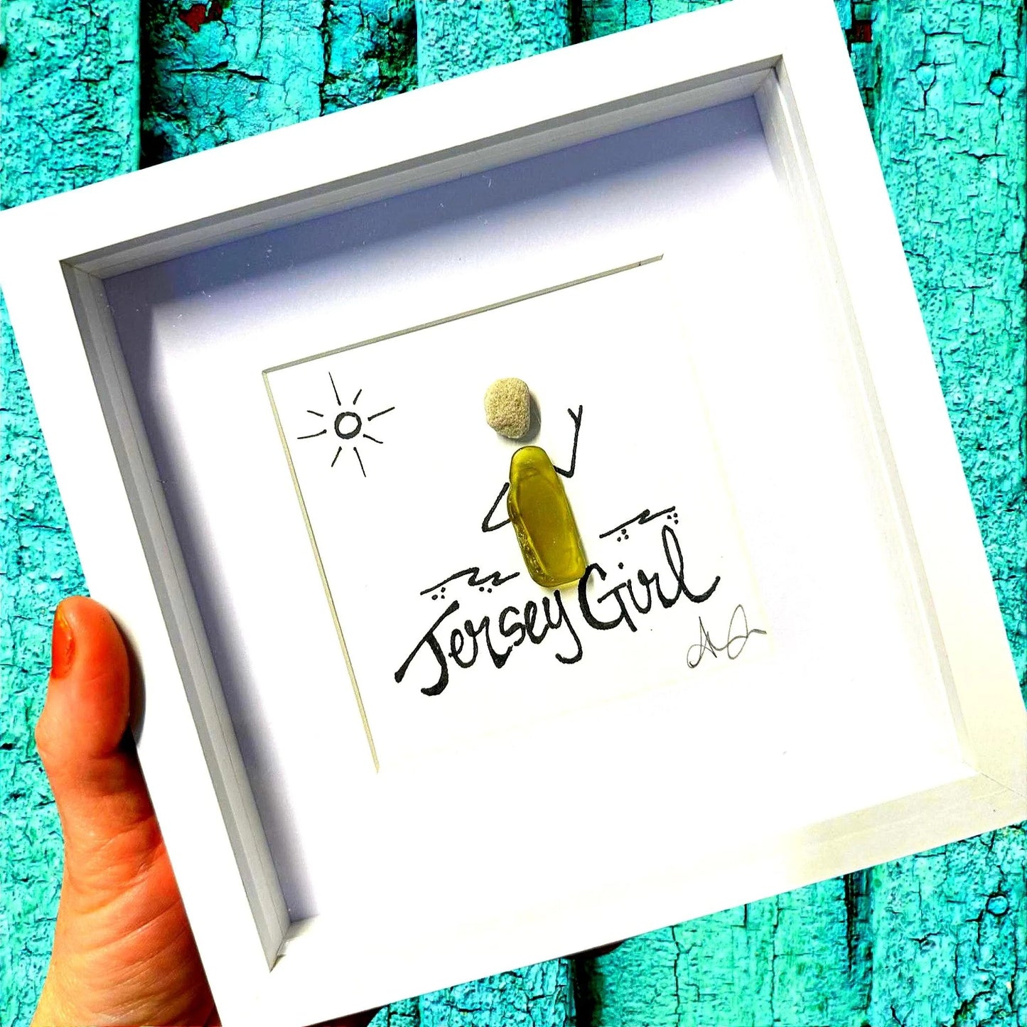 jersey girl 6in MINI sea glass art bright 