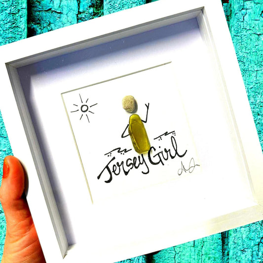 jersey girl 6in MINI sea glass art bright close