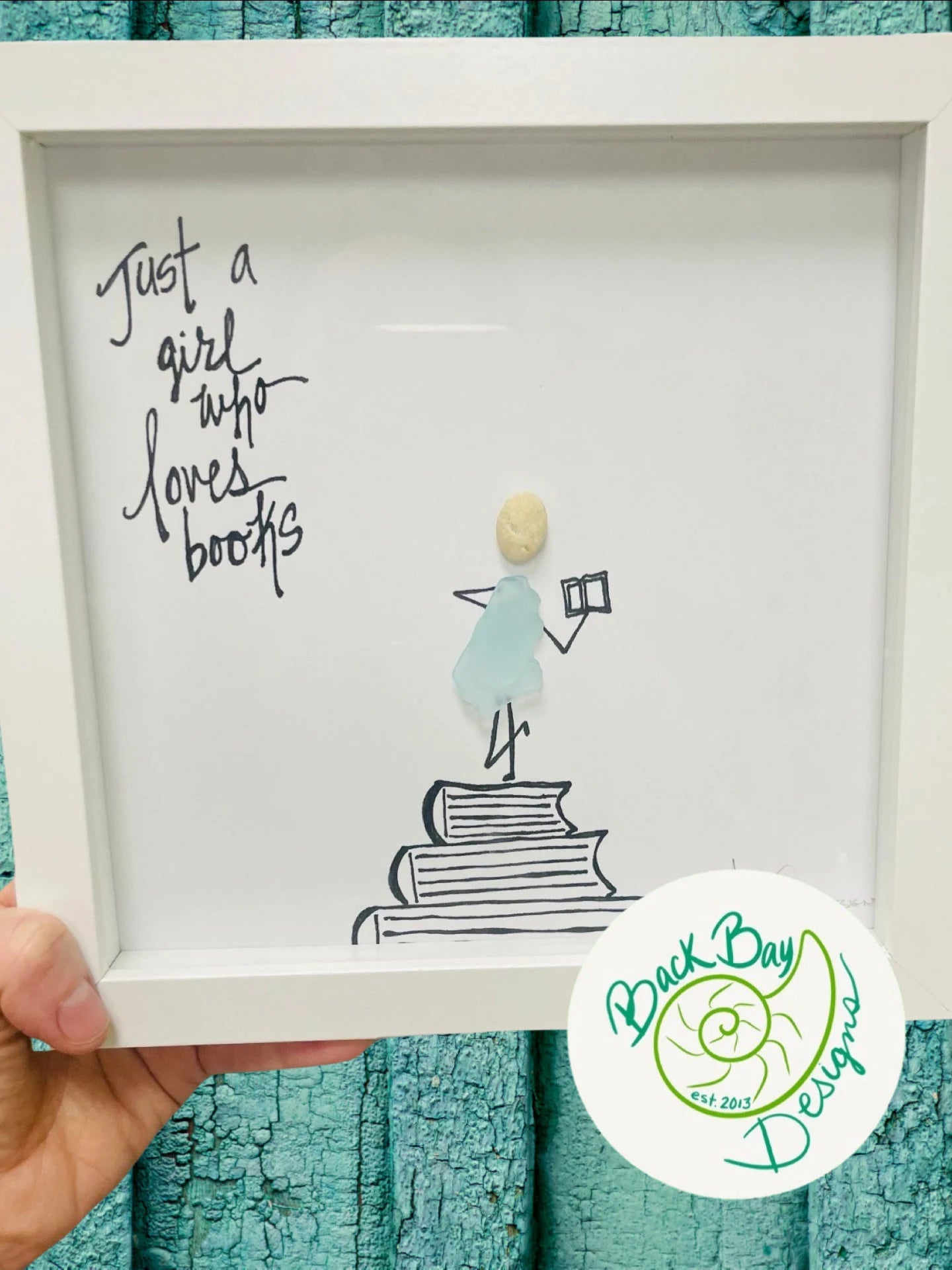 Girl Who Loves Books - Avid Reader Original Sea Glass Art by BBD