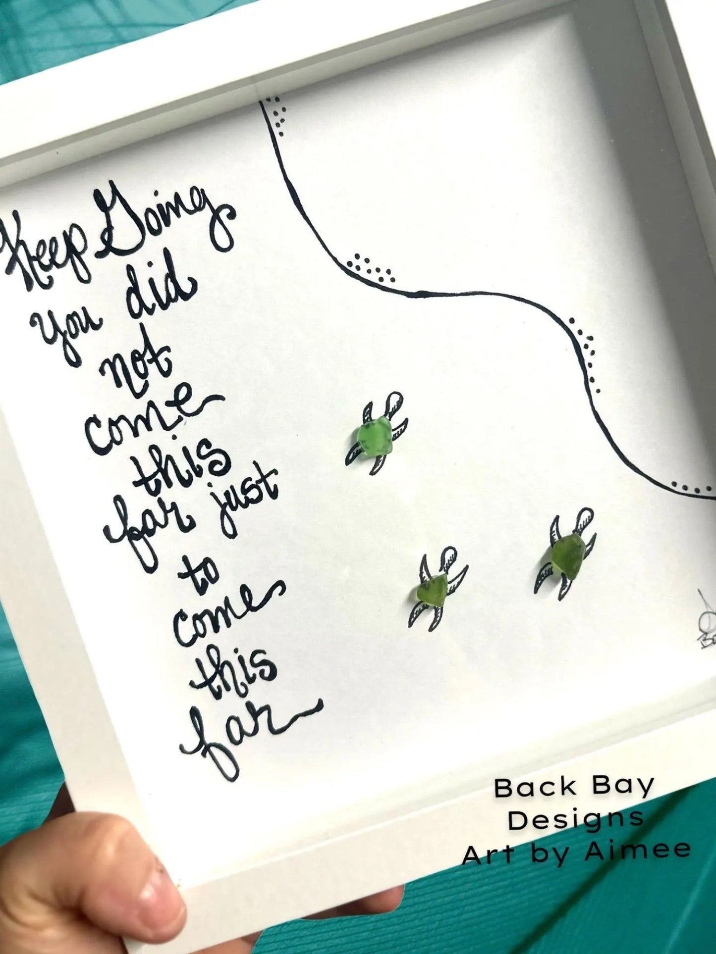 keep going turtles sea glass art 8 inch by BBD