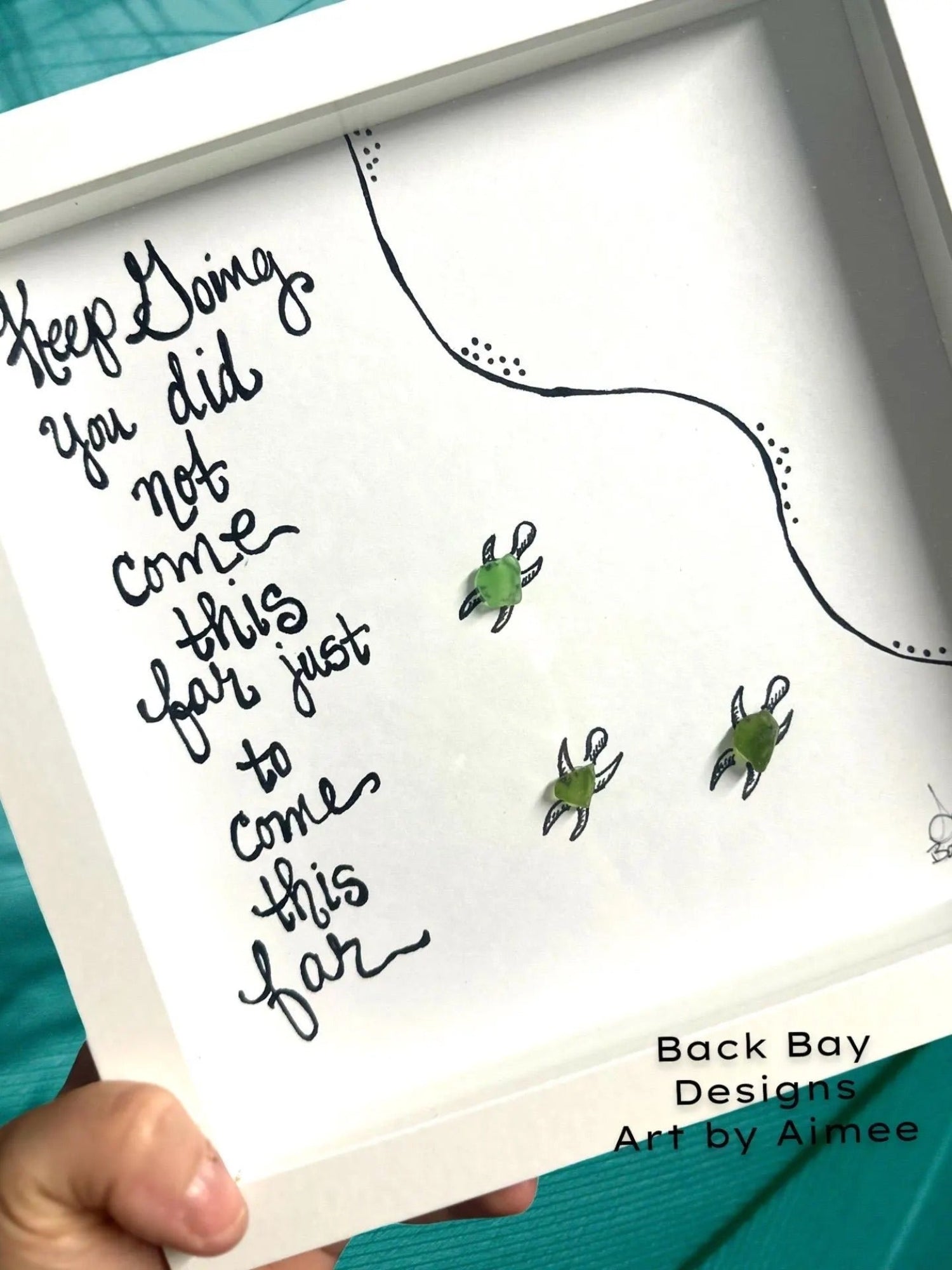 keep going turtles sea glass art 8 inch by BBD