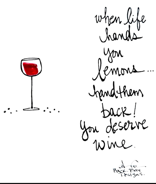 "When life hands you lemons...hand them back! You deserve wine." Sea glass wine goblet