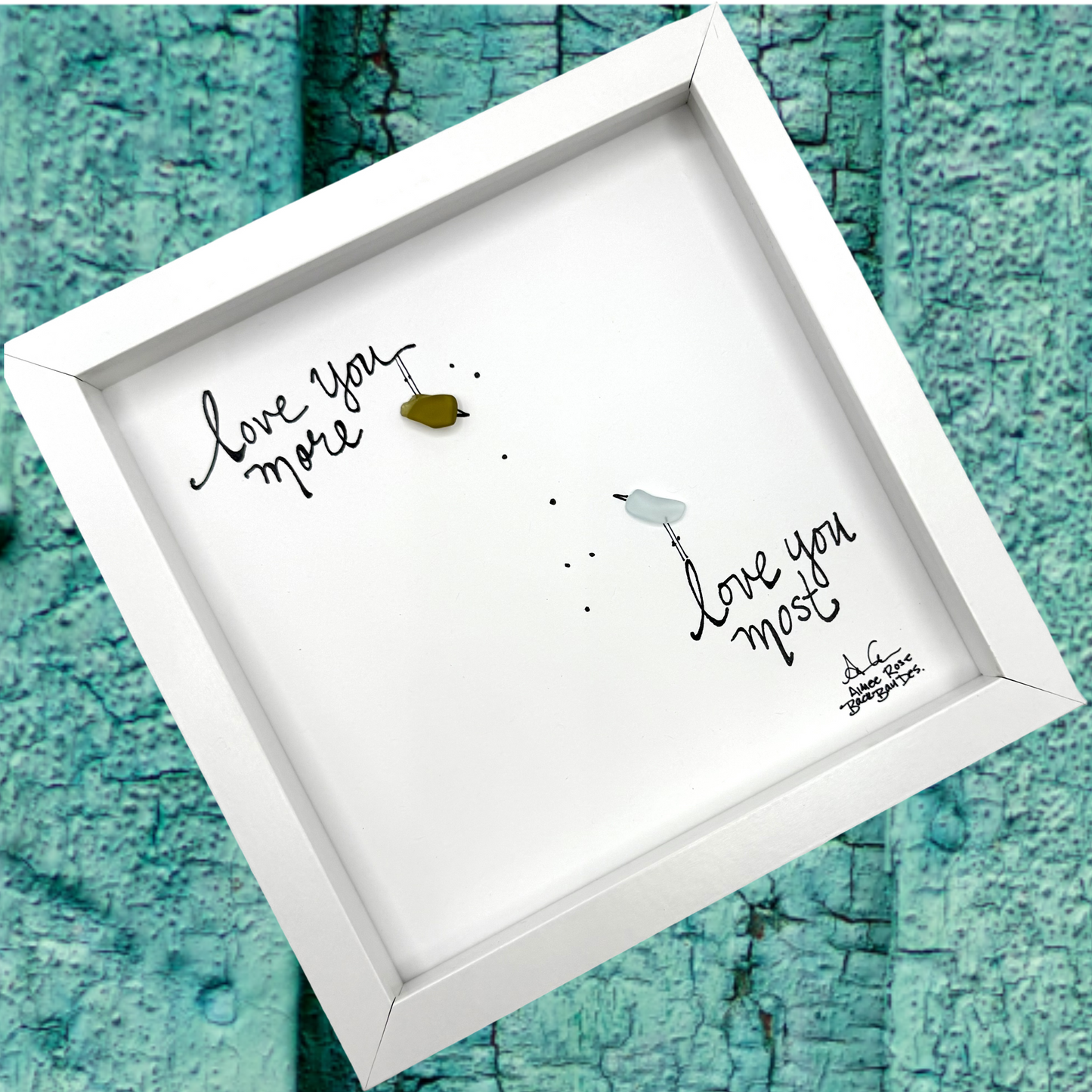 Love You Most - Birdsong Sea Glass Art, Son Daughter Gift, Celebrate Love Decor, 8x8 framed
